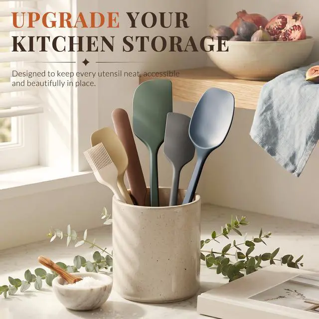Alt view image 6 of 7 - Piece Silicone Spatula Set, 560°F Heat Resistant Rubber Spatulas with Stainless Steel Core, Nonstick Safe & Dishwasher Safe Baking Spatula Set for Cooking & Mixing, Morandi Earth Colors