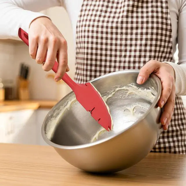 Alt view image 4 of 7 - Silicone Bowl Scraper Spatula for KitchenAid Mixers, Heat Resistant Beater Blade Cleaner for Paddle Attachments, Dough Hooks & Mixing Bowls(Cherry Red)