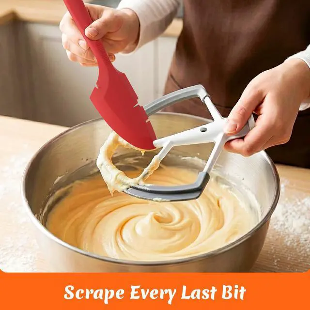 Alt view image 5 of 7 - Silicone Bowl Scraper Spatula for KitchenAid Mixers, Heat Resistant Beater Blade Cleaner for Paddle Attachments, Dough Hooks & Mixing Bowls(Cherry Red)