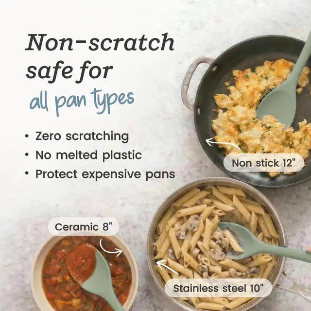 Alt view image 7 of 7 - LFGB Spoon Spatula, 600°F Heat Resistant, BPA-Free - One-Piece Seamless, Dishwasher Safe - for Nonstick Cookware, Sage Green
