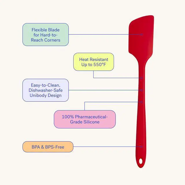 Alt view image 2 of 7 - Get It Right Silicone Kitchen Spatula - Non-toxic Cooking Utensils for Nonstick Cookware, Cooking and Baking, Ultimate - 11IN - Red