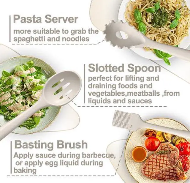 Alt view image 7 of 7 - Silicone Kitchen cooking Utensils Set, 43 Pcs Heat Resistant Khaki Cooking Utensils Set, Turner, Tongs, Spoon, Spatula, Kitchen Gadgets Tools Set For Nonstick Cookware(Dishwasher, BPA Free)
