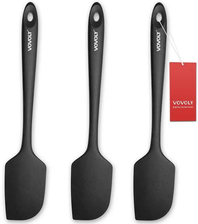 Main image of Silicone Spatula for Kitchen, 600°F Heat resistant Spatulas for Baking, Cooking, Scraping,and Mixing, Non Stick Kitchen Utensils, BPA Free, 11.2 IN, 3 Pack, Black