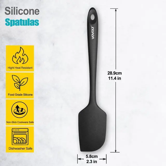 Alt view image 2 of 7 - Silicone Spatula for Kitchen, 600°F Heat resistant Spatulas for Baking, Cooking, Scraping,and Mixing, Non Stick Kitchen Utensils, BPA Free, 11.2 IN, 3 Pack, Black