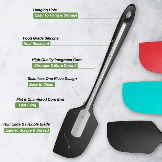 Alt view image 3 of 7 - Silicone Spatula for Kitchen, 600°F Heat resistant Spatulas for Baking, Cooking, Scraping,and Mixing, Non Stick Kitchen Utensils, BPA Free, 11.2 IN, 3 Pack, Black