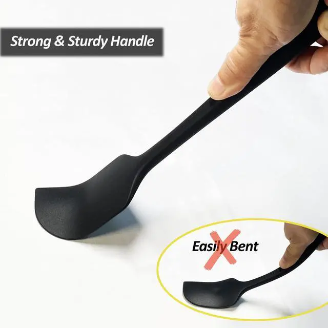 Alt view image 6 of 7 - Silicone Spatula for Kitchen, 600°F Heat resistant Spatulas for Baking, Cooking, Scraping,and Mixing, Non Stick Kitchen Utensils, BPA Free, 11.2 IN, 3 Pack, Black