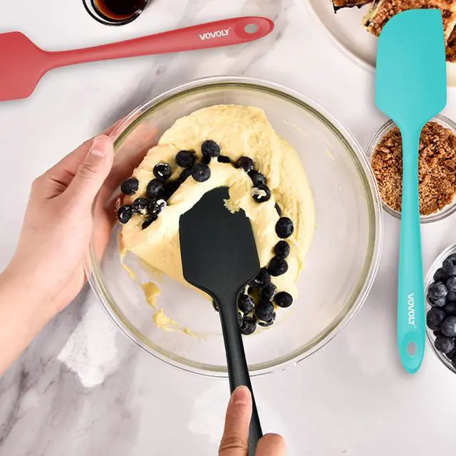 Alt view image 7 of 7 - Silicone Spatula for Kitchen, 600°F Heat resistant Spatulas for Baking, Cooking, Scraping,and Mixing, Non Stick Kitchen Utensils, BPA Free, 11.2 IN, 3 Pack, Black