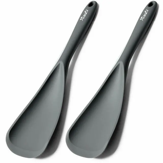 Main image of Silicone Spatula Spoon, Great for Both Cooking and Serving Durable BPA-Free Matte Black Silicone, Seamless Design, Safe for Nonstick Cooking Surfaces, 2-Pcs, Gray