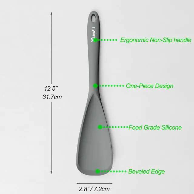 Alt view image 2 of 7 - Silicone Spatula Spoon, Great for Both Cooking and Serving Durable BPA-Free Matte Black Silicone, Seamless Design, Safe for Nonstick Cooking Surfaces, 2-Pcs, Gray