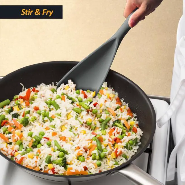 Alt view image 5 of 7 - Silicone Spatula Spoon, Great for Both Cooking and Serving Durable BPA-Free Matte Black Silicone, Seamless Design, Safe for Nonstick Cooking Surfaces, 2-Pcs, Gray