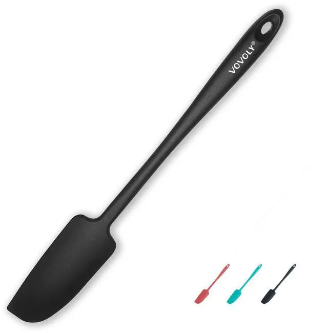 Main image of Silicone Jar Spatula, Small Rubber Scraper, Spatulas Silicone Heat Resistant, Seamless,Non StIck Cookware 11.2 Inch, Black.