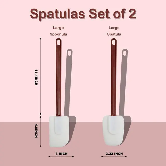 Alt view image 2 of 7 - Silicone Spatulas Heat Resistant Heavy Duty Rubber Spatulas Commercial Spatulas Set for Kitchen Use Silicone Cooking Utensils Sets of 2