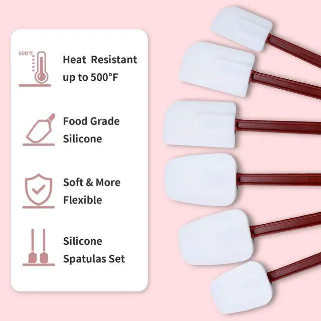 Alt view image 3 of 7 - Silicone Spatulas Heat Resistant Heavy Duty Rubber Spatulas Commercial Spatulas Set for Kitchen Use Silicone Cooking Utensils Sets of 2