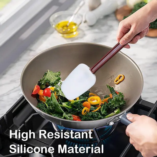 Alt view image 6 of 7 - Silicone Spatulas Heat Resistant Heavy Duty Rubber Spatulas Commercial Spatulas Set for Kitchen Use Silicone Cooking Utensils Sets of 2