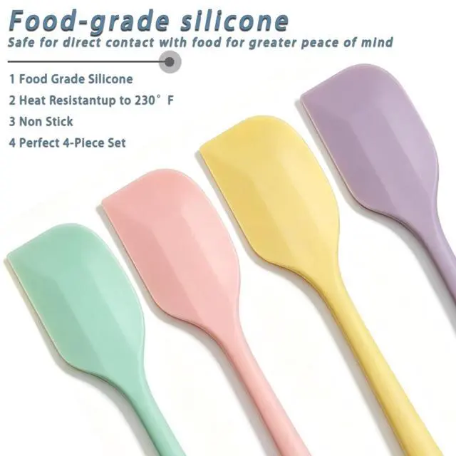 Alt view image 3 of 7 - 4 PCS Mini Silicone Spatulas 8.2 Inch Rubber Spatula Small Baking Mixing Tool for Nonstick Cookware, Cooking Macaron colors(Purple Green Pink Yellow)