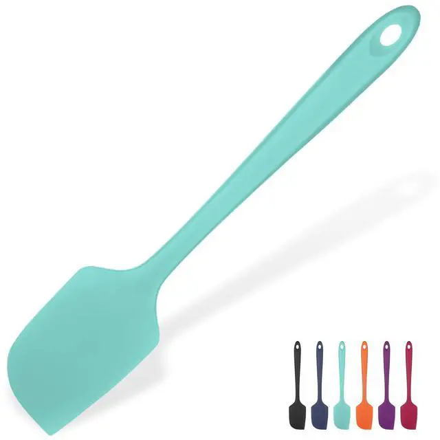 Main image of Heat Resistant Silicone Large Spatula: 600ºF High Heat Flexible 11.38in Silicon Mixing Stirring Cooking Scraping Baking Bowl Scraper Seamless Spreader for Kitchen Nonstick Cookware (Aqua Sky)