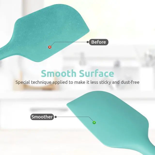 Alt view image 7 of 7 - Heat Resistant Silicone Large Spatula: 600ºF High Heat Flexible 11.38in Silicon Mixing Stirring Cooking Scraping Baking Bowl Scraper Seamless Spreader for Kitchen Nonstick Cookware (Aqua Sky)