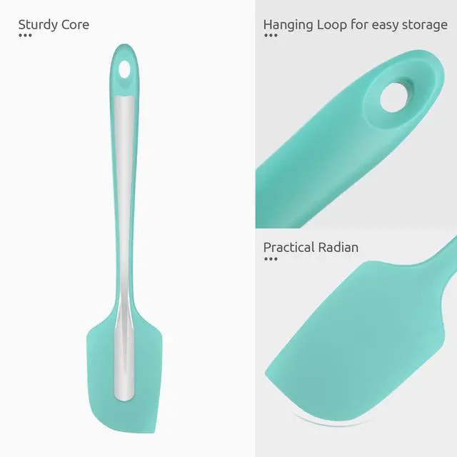 Alt view image 6 of 7 - Heat Resistant Silicone Large Spatula: 600ºF High Heat Flexible 11.38in Silicon Mixing Stirring Cooking Scraping Baking Bowl Scraper Seamless Spreader for Kitchen Nonstick Cookware (Aqua Sky)
