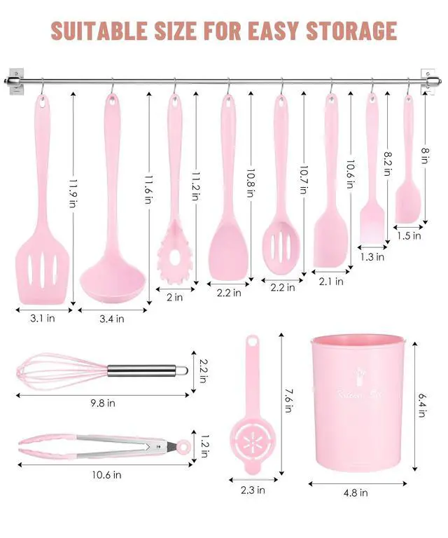 Alt view image 2 of 7 - Kitchen Utensils Set-12 Pieces Silicone Cooking Utensils Set (Dishwasher Safe) 392°F Heat Resistant Spatula Set, Nonstick Cookware