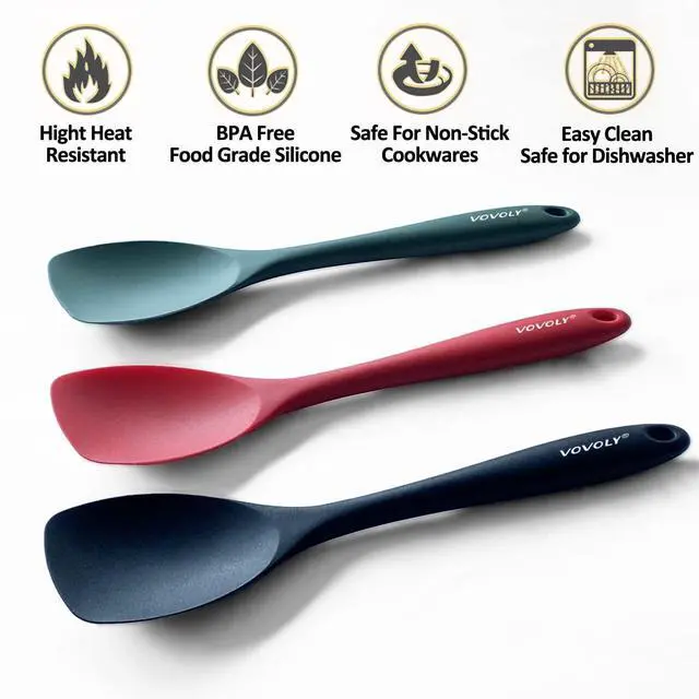 Alt view image 2 of 7 - Upgrade Silicone Spatula Spoon Set,Heat Resistant Rubber Spoonula, Seamless Non-Stick Flexible Scrapers for Baking Mixing Tool,3 Pack,