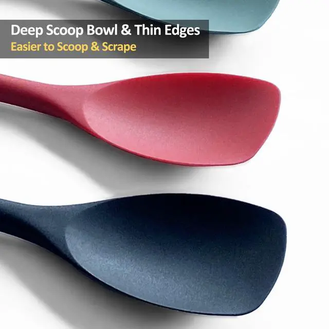 Alt view image 3 of 7 - Upgrade Silicone Spatula Spoon Set,Heat Resistant Rubber Spoonula, Seamless Non-Stick Flexible Scrapers for Baking Mixing Tool,3 Pack,