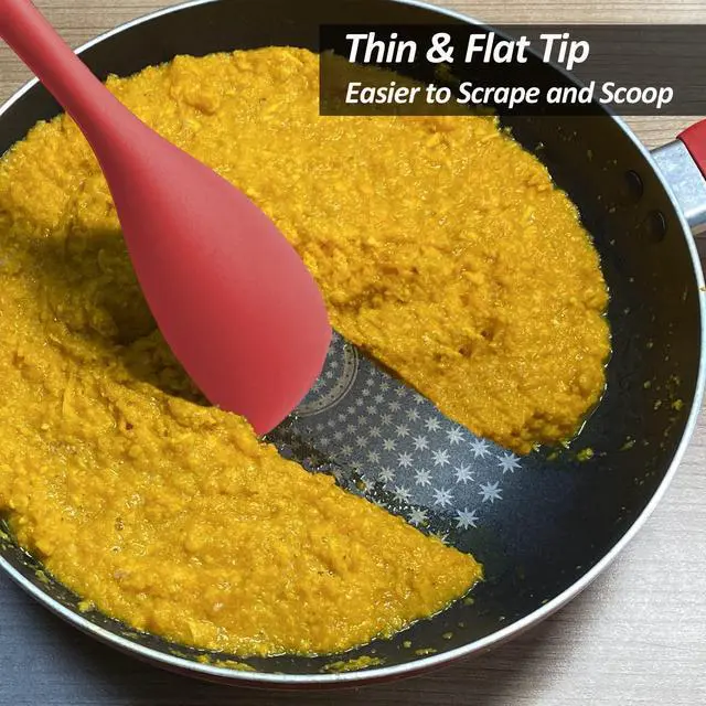 Alt view image 5 of 7 - Upgrade Silicone Spatula Spoon Set,Heat Resistant Rubber Spoonula, Seamless Non-Stick Flexible Scrapers for Baking Mixing Tool,3 Pack,