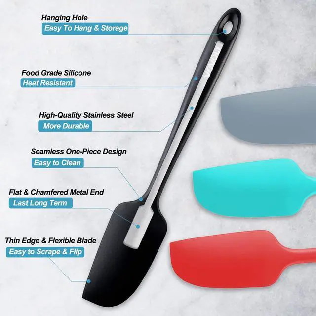 Alt view image 2 of 7 - Mini Silicone Spatula - BPA Free Pro-Grade 600ºF Heat-Resistant Non-Stick Small Rubber Jar Spatula - Silicone Kitchen Scraper Utensil Tool for Cooking and Baking, 8.8 IN