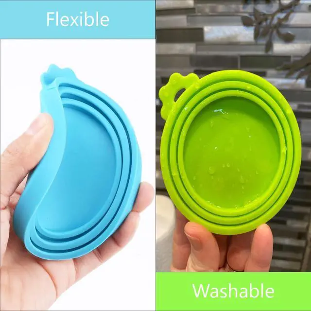 Alt view image 2 of 2 - Pack Pet Food Can Cover Silicone Can Lids for Dog and Cat Food(Universal Size, One fit 3 Standard Size Food Cans)