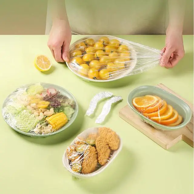 Alt view image 4 of 6 - Medium Plastic Bowl Covers, 200 Pcs Elastic Stretch Food Covers for Bread Proofing, Sourdough, Keep Food Fresh