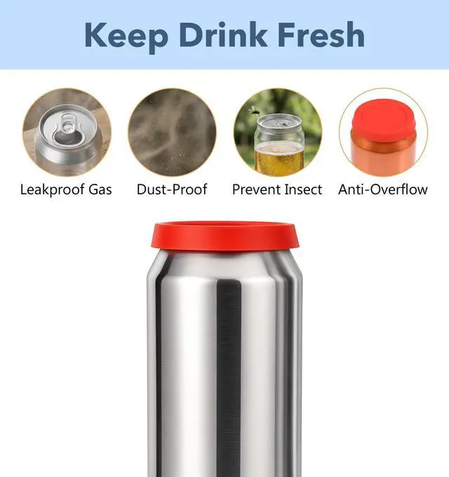 Alt view image 4 of 7 - 3 Pcs Soda Can Lids, Reusable Silicone Soda Cans Cover Pop Can Caps