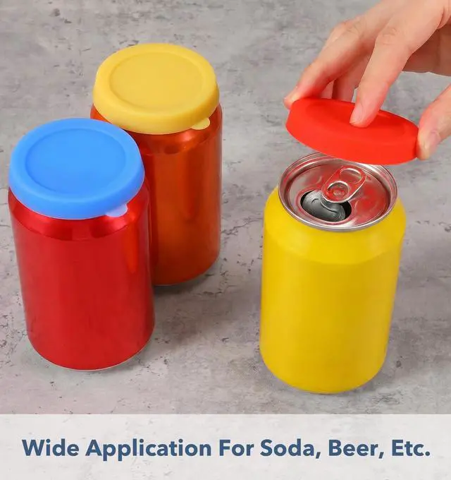 Alt view image 7 of 7 - 3 Pcs Soda Can Lids, Reusable Silicone Soda Cans Cover Pop Can Caps