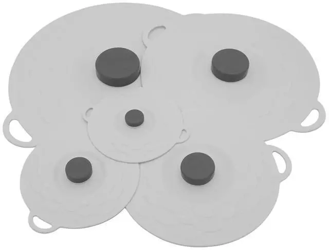 Main image of 5 Pack Cover Silicone Lids,Silicone Bowl Lid Set,Microwave Splatter Cover, 5 Sizes Reusable Heat Resistant Suction Lids Fits, for cups, bowls, plates, pots, pans, refrigerators, etc,dark gray