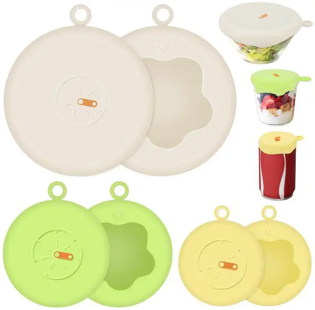 Main image of 6 Pcs Silicone Stretch Lids Set for Food Storage,Silicone Bowl Covers,3 Different Sizes Reusable Elastic Sealing Food Cover, Microwave Heat Resistant Lids,Leak-Proof Lid for Fruit Plate Cans Cup Jars