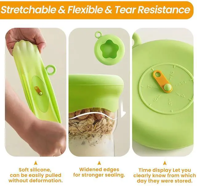 Alt view image 2 of 7 - 6 Pcs Silicone Stretch Lids Set for Food Storage,Silicone Bowl Covers,3 Different Sizes Reusable Elastic Sealing Food Cover, Microwave Heat Resistant Lids,Leak-Proof Lid for Fruit Plate Cans Cup Jars