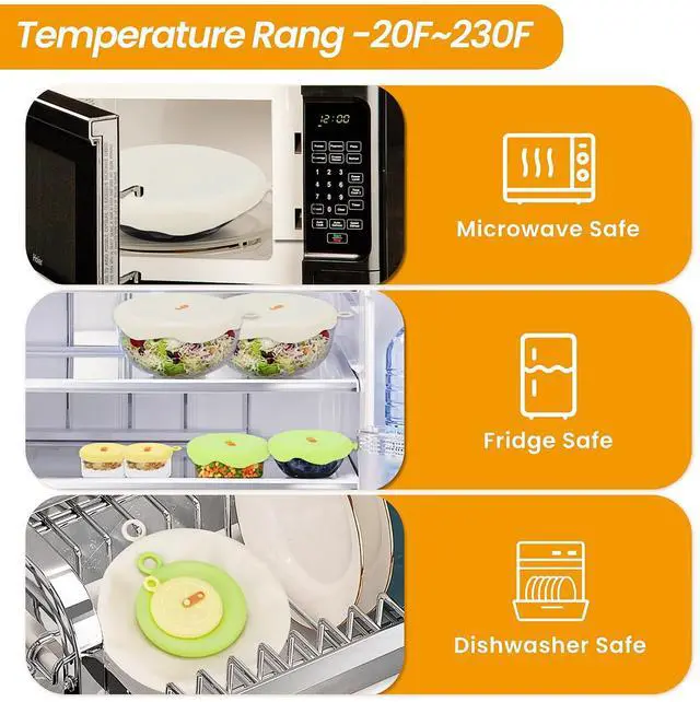 Alt view image 4 of 7 - 6 Pcs Silicone Stretch Lids Set for Food Storage,Silicone Bowl Covers,3 Different Sizes Reusable Elastic Sealing Food Cover, Microwave Heat Resistant Lids,Leak-Proof Lid for Fruit Plate Cans Cup Jars