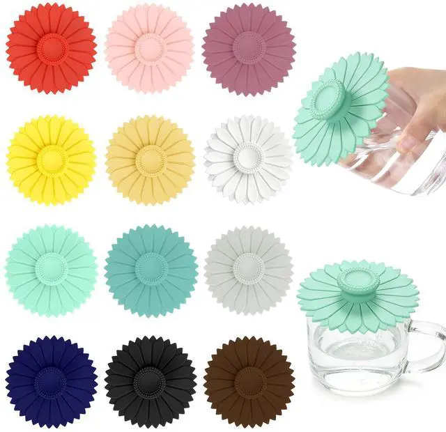 Main image of Pcs Silicone Cup Cover Lids, 4.3 In Drink Covers for Mugs, Multicolored Silicone Lids for Cups, Reusable Flexible Cup Lids for Outdoor Cold Hot Drinks Coffee Tea Beer, 12 Assorted Colors