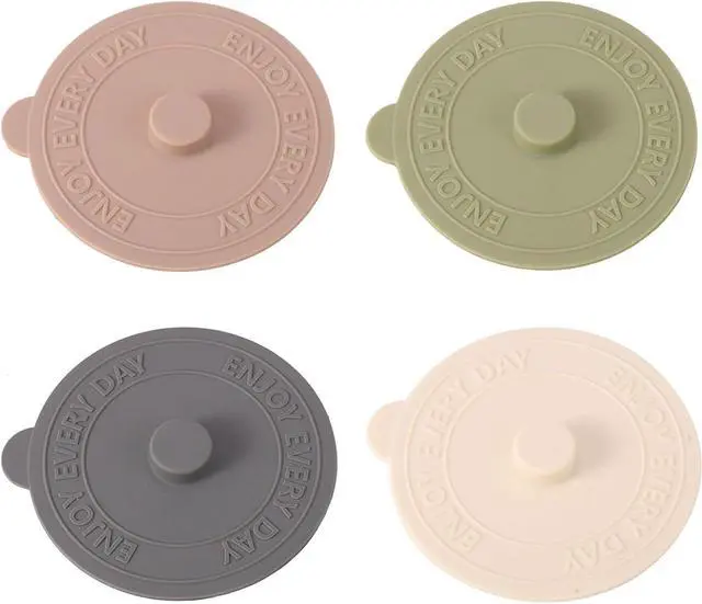 Main image of 4 Pack Silicone Cup Lids, 10cm Reusable Stretchable Drink Covers - Universal Dustproof & Leak-Proof Lids for Coffee, Tea, Wine Glasses, Tumblers - Ideal for Home, Office, Travel