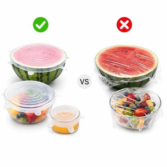 Alt view image 7 of 7 - 6pcs Reusable Silicone Stretch Lids, Six-piece Set Of Silicone Fresh-keeping Covers, Stretching Bowl Covers,Dust-proof Refrigerator Microwave Oven Sealing for Various Food Containers (white)