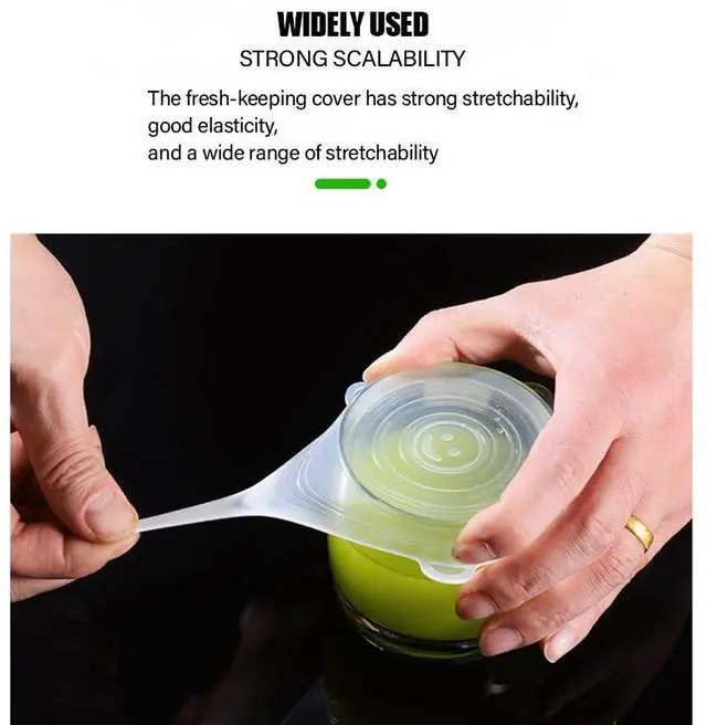 Alt view image 2 of 7 - Reusable Silicone Stretch-Lid Set 6 Sizes (2.4-7.1), Crystal-Clear, BPA-Free, Airtight Food-Saver Covers for Bowls, Cans, Half Fruit & Veg | Microwave, Freezer & Dishwasher Safe 65 g Pack