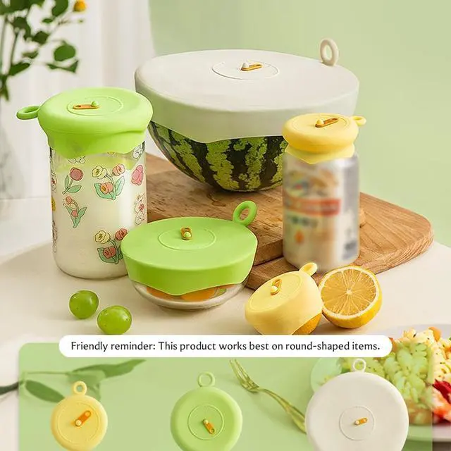 Alt view image 4 of 7 - 6 Pcs Silicone Dustproof and Fresh-keeping Covers Set, Silicone Stretch Lids for Food Storage for Cups/Cans/Jars/Bowls, Reusable Stretch and Seal Lids with Easy-open Pull Tab and Day Indicator
