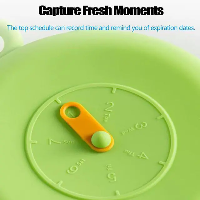 Alt view image 5 of 7 - 6 Pcs Silicone Dustproof and Fresh-keeping Covers Set, Silicone Stretch Lids for Food Storage for Cups/Cans/Jars/Bowls, Reusable Stretch and Seal Lids with Easy-open Pull Tab and Day Indicator