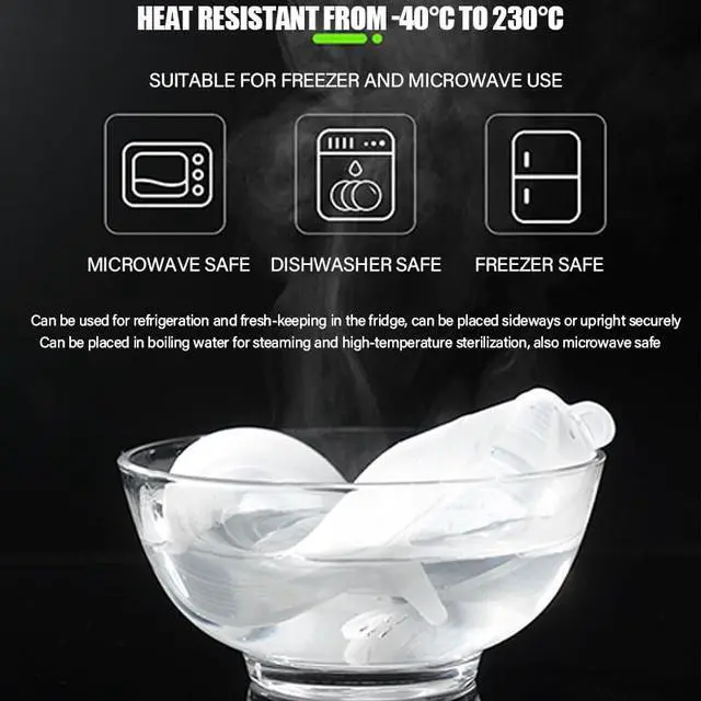 Alt view image 3 of 7 - Reusable Silicone Stretch-Lid Set 6 Sizes (2.4-7.1), Crystal-Clear, BPA-Free, Airtight Food-Saver Covers for Bowls, Cans, Half Fruit & Veg | Microwave, Freezer & Dishwasher Safe 65 g Pack