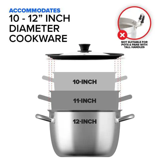Alt view image 7 of 7 - Large Silicone & Glass Universal Lid (10.5 to 12 Inches) - BPA-Free Silicone Lid with Stay Cool Handle & Tempered Glass Top - Dishwasher Safe - Universal Lid for Pots, Pans, Skillets, Cast Iron