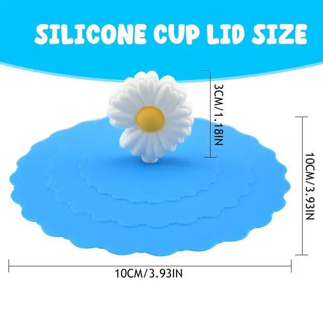 Alt view image 2 of 7 - 8PCS Silicone Cup Lids Mug Cover, Colorful Food Grade Anti-dust Airtight Seal Lids with Fun Handle Design, Reusable Cute Silicone Cup Covers for Tea Cups Coffee Cups (Style 3)
