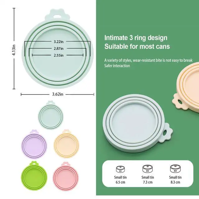 Alt view image 3 of 7 - 5 Pack Pet Covers/Dog Cat Lids/Cat can sealing lid, pet cat paw opening can, cat food spoon, dog, can sealing and preservation silicone lid