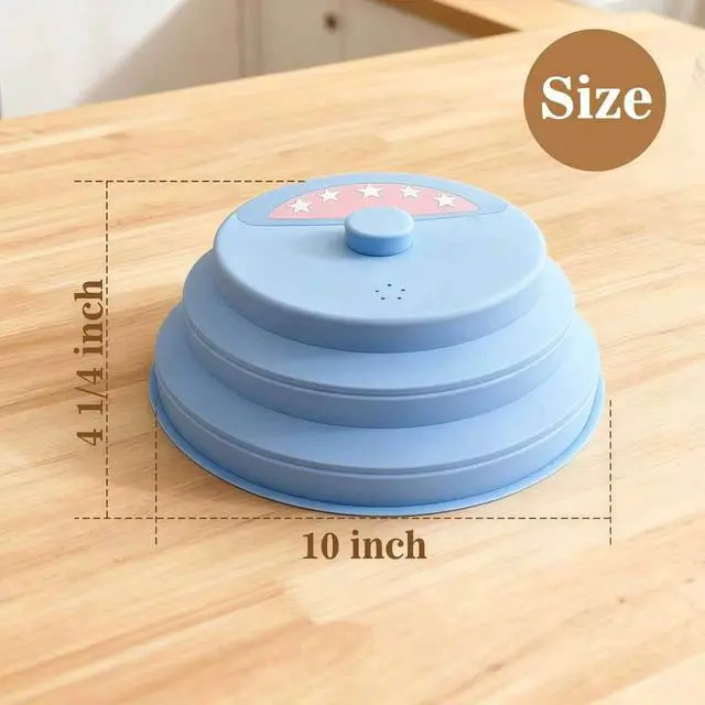 Alt view image 7 of 7 - 10 Inch Collapsible Silicone Microwave Splatter Cover with Water Steamer, BPA-Free Microwave Cover for Food, Vented Splatter Guard with Handle, Dishwasher Safe Kitchen Gadgets, Blue & Pink