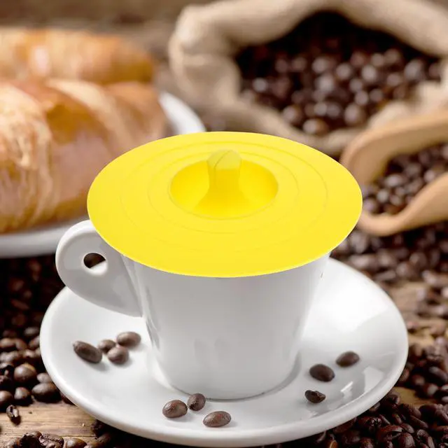 Alt view image 7 of 7 - Silicone Cup Covers 10 Pack, 4 Inch Drink Cup Lids with Spoon Holder, Airtight Seal Mug Covers for Coffee Tea, Reusable Cup Lids for Mugs Glasses, 5 Bright Colors