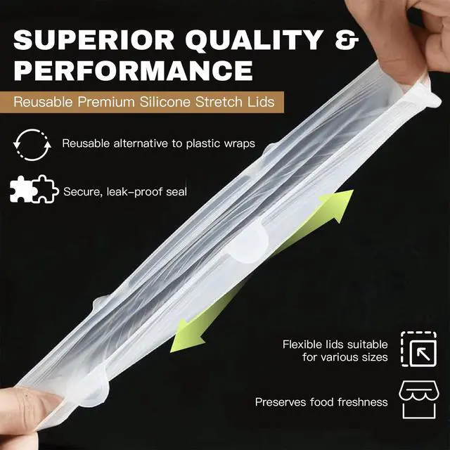Alt view image 4 of 7 - Reusable Silicone Stretch Lids18PCS Round & Square Stretchy Food Covers, Airtight & Leakproof, Microwave & Dishwasher Safe Clear