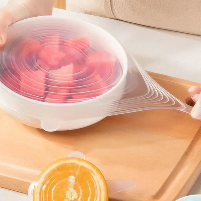 Alt view image 7 of 7 - Reusable Silicone Stretch Lids18PCS Round & Square Stretchy Food Covers, Airtight & Leakproof, Microwave & Dishwasher Safe Clear