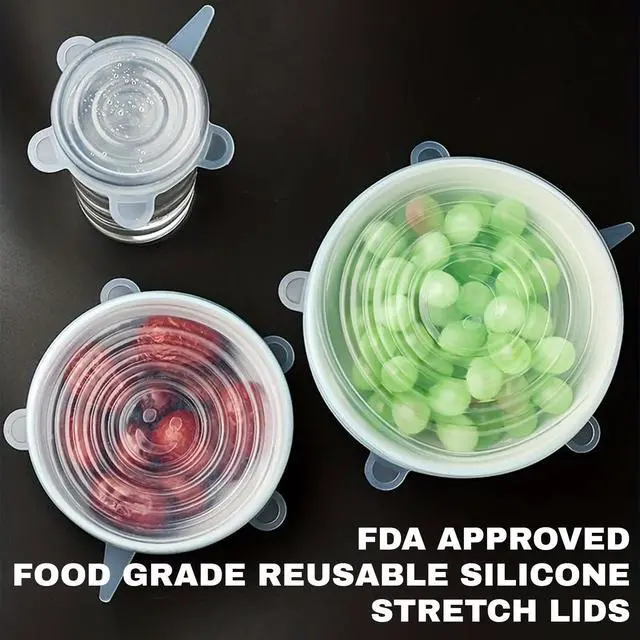 Alt view image 6 of 7 - Reusable Silicone Stretch Lids18PCS Round & Square Stretchy Food Covers, Airtight & Leakproof, Microwave & Dishwasher Safe Clear